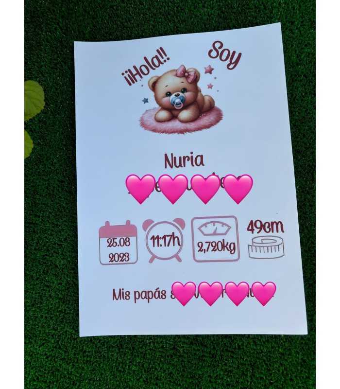 LÁMINA DE NACIMIENTO DE BEBE