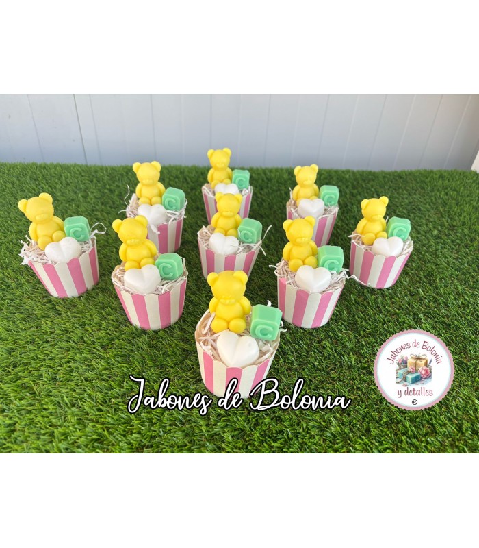 CUPCAKES DE JABÓN CON OSO