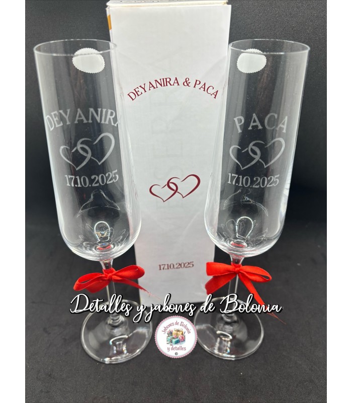 JUEGO DE 2 COPAS DE CHAMPAN PERSONALIZADAS