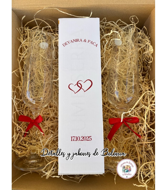 JUEGO DE 2 COPAS DE CHAMPAN PERSONALIZADAS