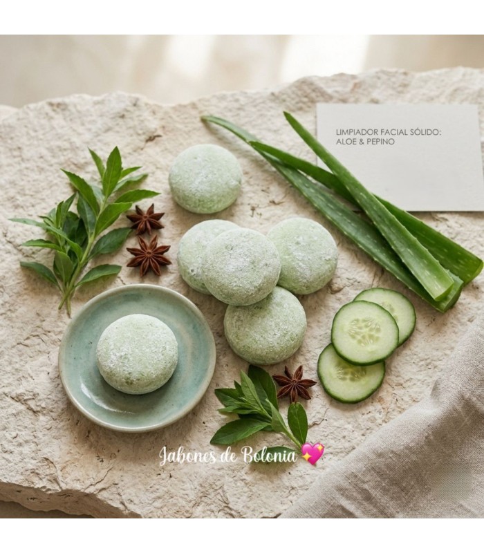 Jabón Facial Hidratante de Aloe Vera y Pepino - Piel Fresca y Suave