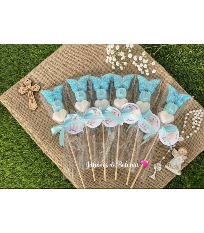 Brocheta de Jabón Mariposa e Inicial con Corazón