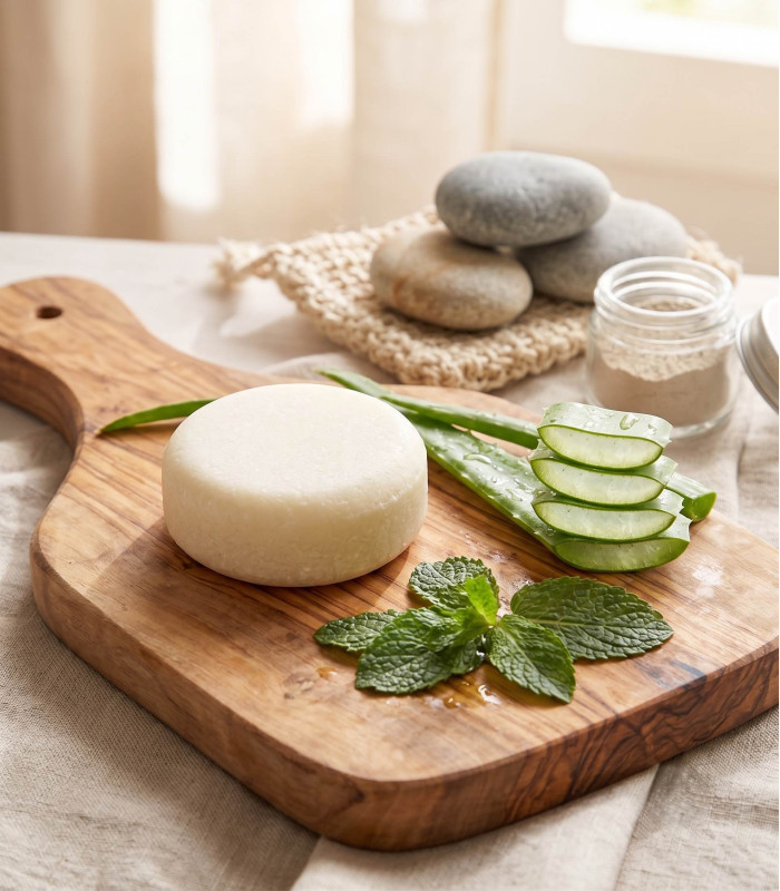 "Gel-Champú Sólido 2 en 1 – Menta y Aloe Vera – Jabones de Bolonia"