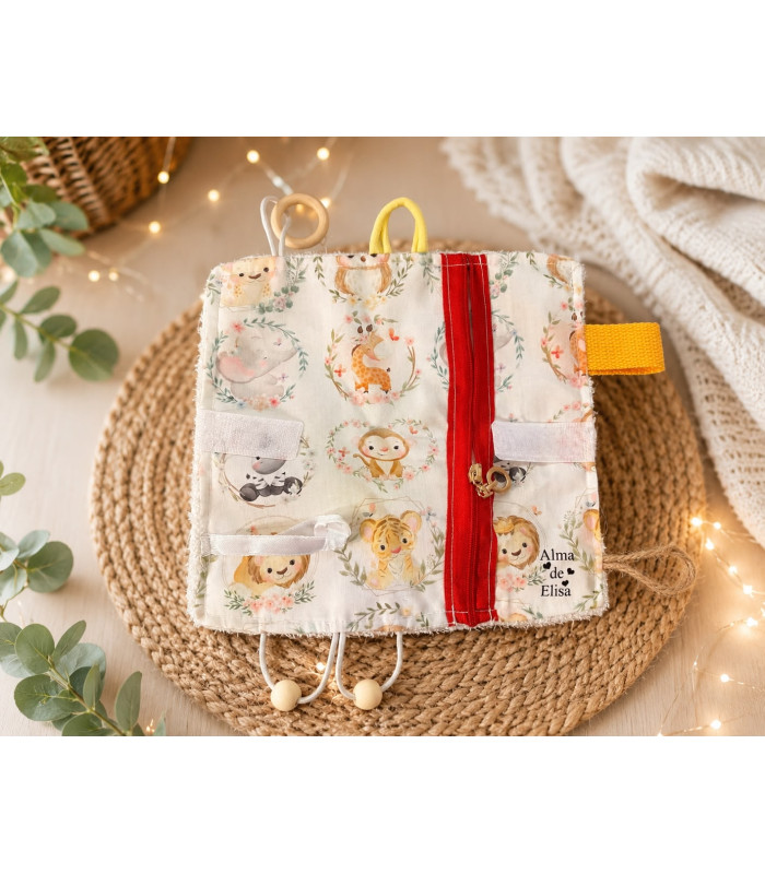 Juguete Sensorial Montessori de Tela Estampada con Animales