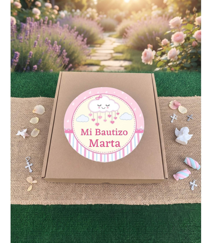 Caja Decorativa con Adhesivo Personalizado para Regalos de Invitados Grande