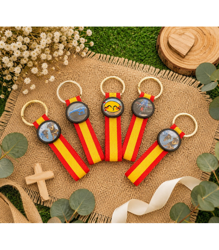 Llavero Bandera de España con Cinta Roja y Amarilla