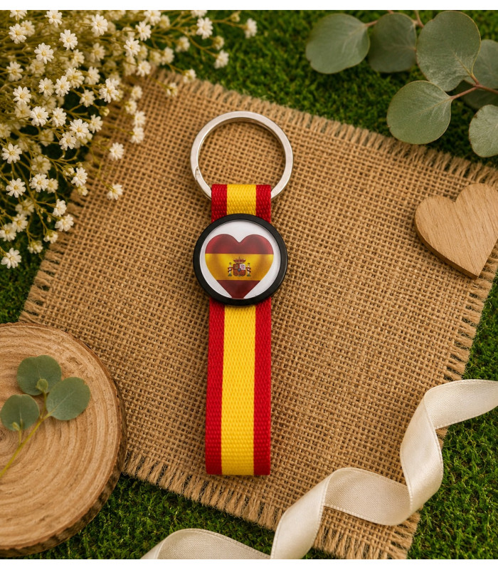 Llavero Bandera de España con Cinta Roja y Amarilla