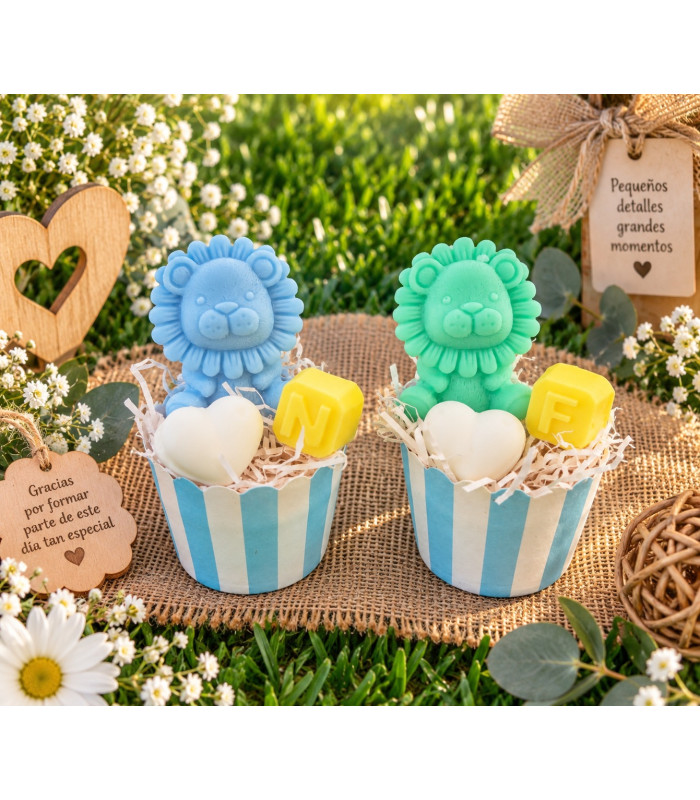 Cupcake de León Personalizado con Inicial