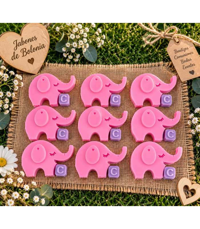 Elefante de Jabón con Inicial Personalizada para Eventos