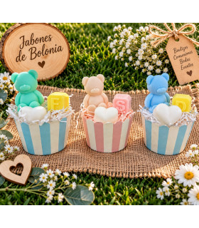 Cupcake de Oso con Inicial de Jabón Personalizado para Eventos
