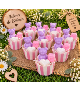 Cupcake de Oso con Inicial de Jabón Personalizado para Eventos