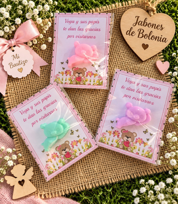 Tarjeta con figura de jabón personalizada para eventos