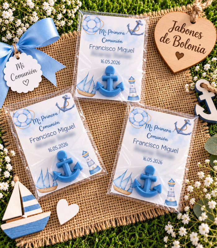 Tarjeta con figura de jabón personalizada para eventos