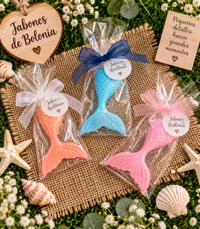 Colita de sirena de jabón personalizada para eventos