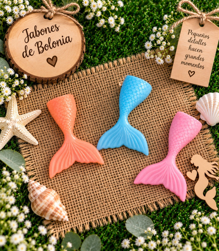 Colita de sirena de jabón personalizada para eventos