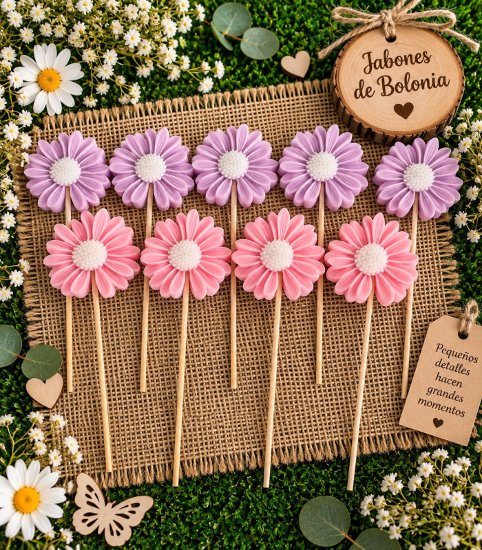 Margarita de jabón con palito personalizada para eventos