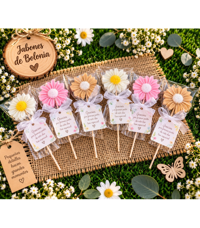Margarita de jabón con palito personalizada para eventos