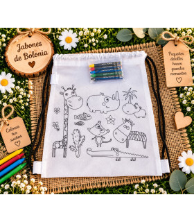 Mochila infantil para colorear con ceras – Detalle original para niños