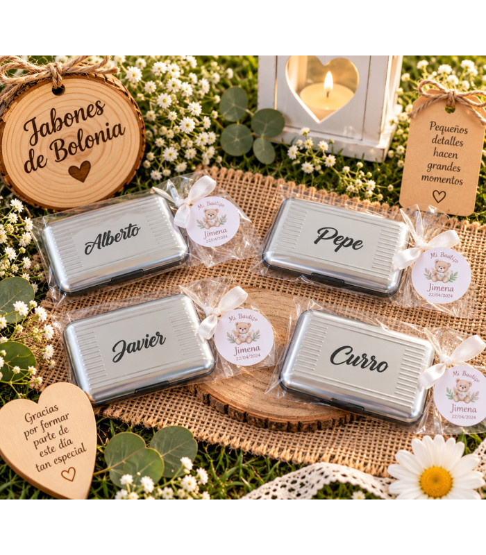 Tarjetero personalizado con nombre para detalles de boda, comunión y eventos