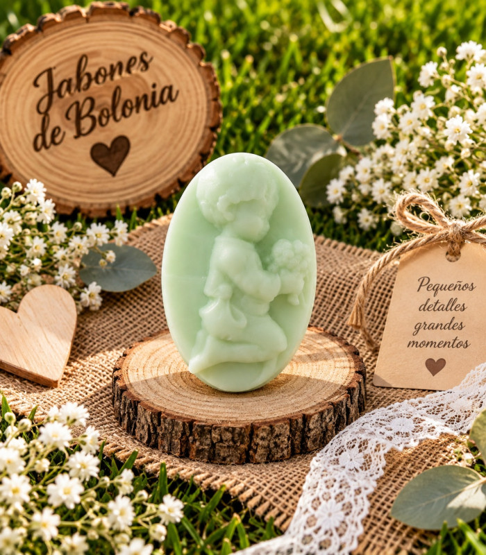Jabón con figura infantil para bautizo, comunión y eventos