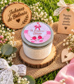 Vela en lata personalizada para bautizo, comunión y boda