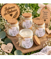 Vela personalizada en tarrito con tapón de corcho para bodas, bautizos y comuniones