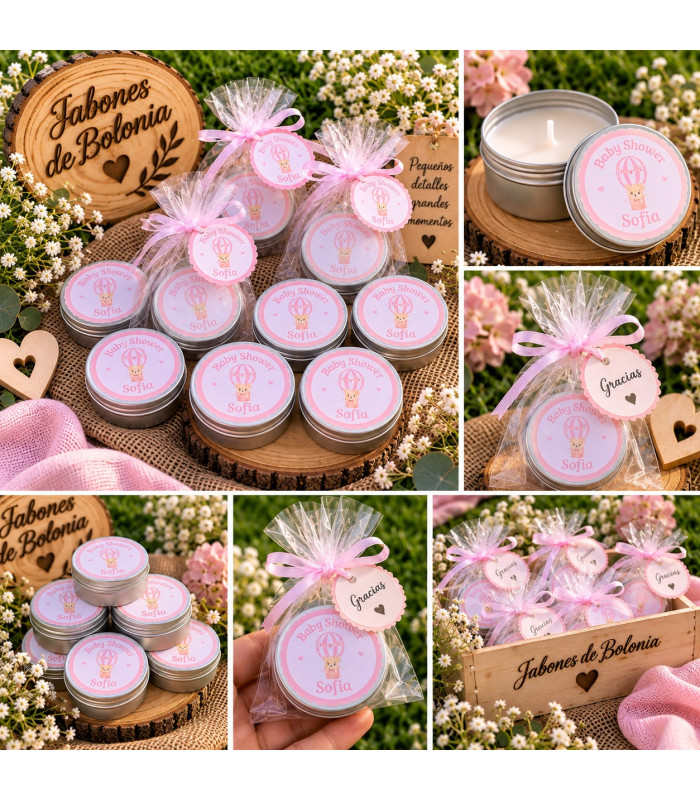 Vela en latita personalizada para bodas, bautizos y comuniones
