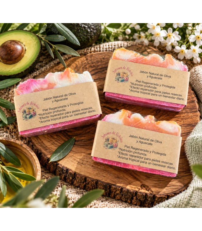 Jabón Natural de Aceite de Oliva y Aguacate para Piel Seca