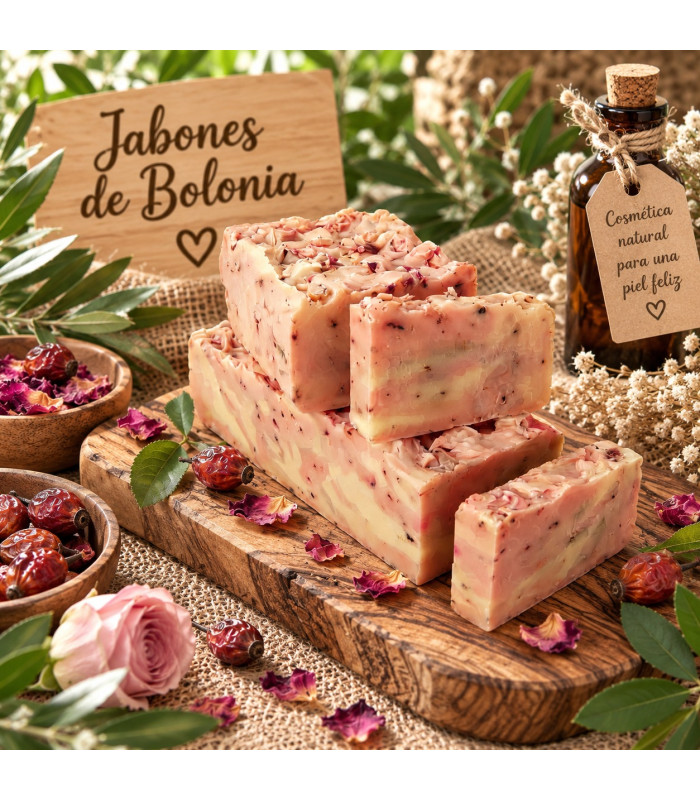 Jabón Natural de Aceite de Oliva y Rosa Mosqueta para Piel Seca y Madura