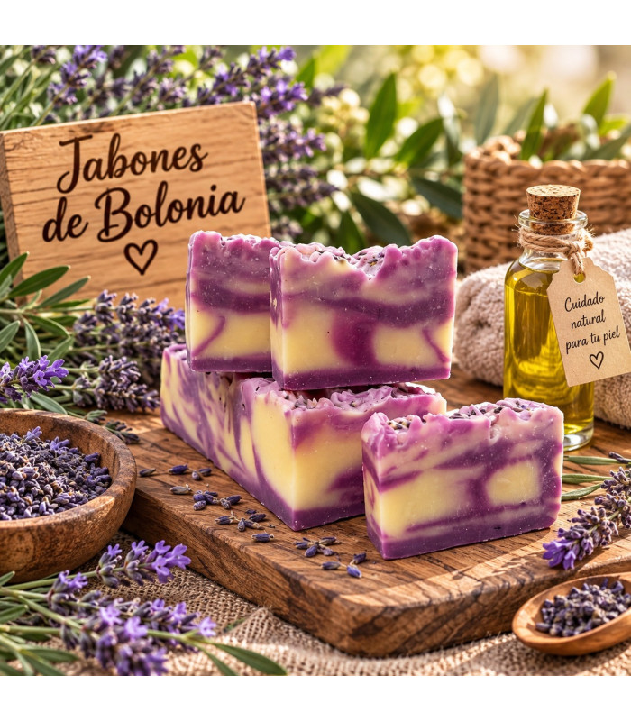 Jabón Natural de Aceite de Oliva y Lavanda – Suave y Relajante