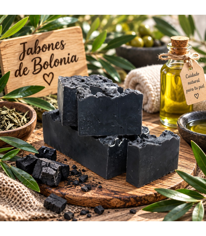 Jabón Natural de Aceite de Oliva con Carbón Activo – Piel Grasa