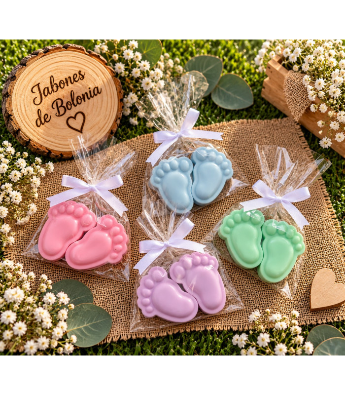 Piececitos de jabón personalizados para bautizos y baby shower