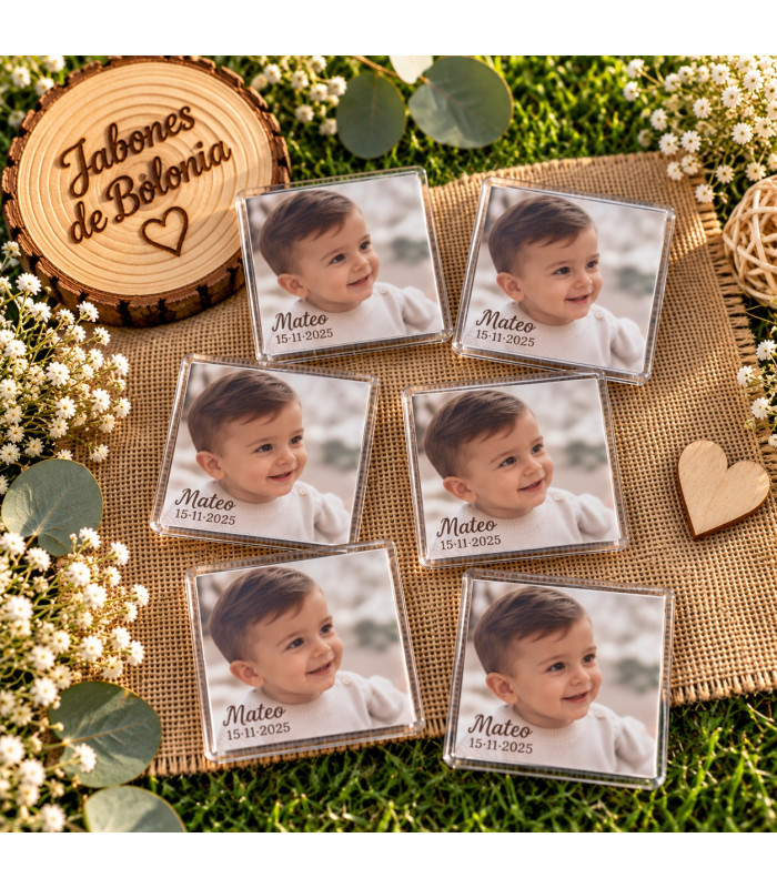 Imán personalizado con foto para bautizo y comunión