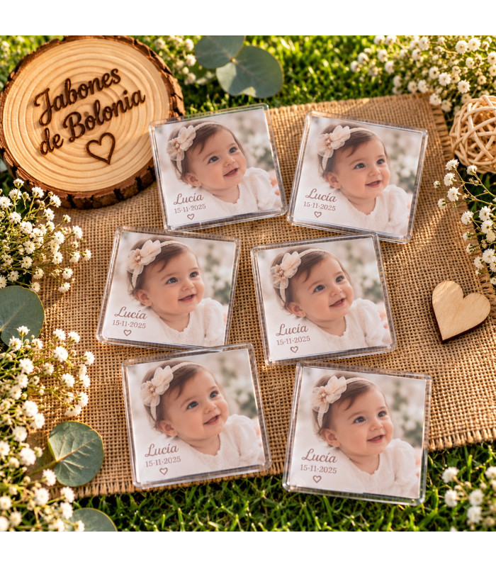Imán personalizado con foto para bautizo y comunión