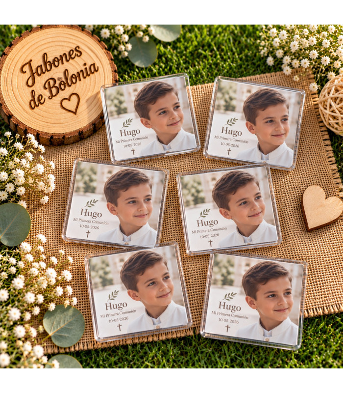 Imán personalizado con foto para bautizo y comunión