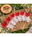Corazón de jabón en brocheta personalizado para bodas
