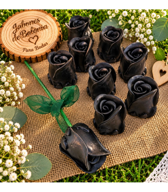 Rosa de jabón con tallo personalizada para bodas