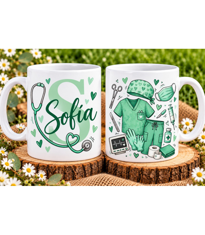 Taza Personalizada De Profesiones Con Nombre e Inicial