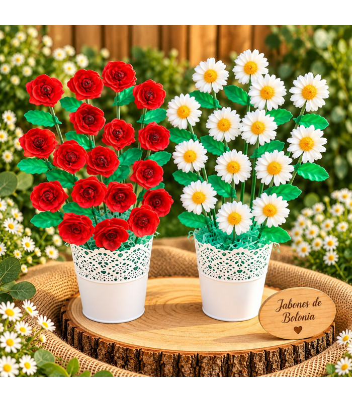 Ramo De Flores De Jabón En Maceta – Amapolas O Margaritas