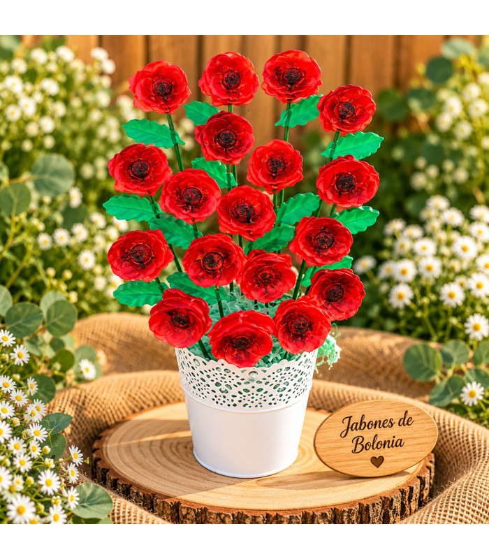 Ramo De Flores De Jabón En Maceta – Amapolas O Margaritas