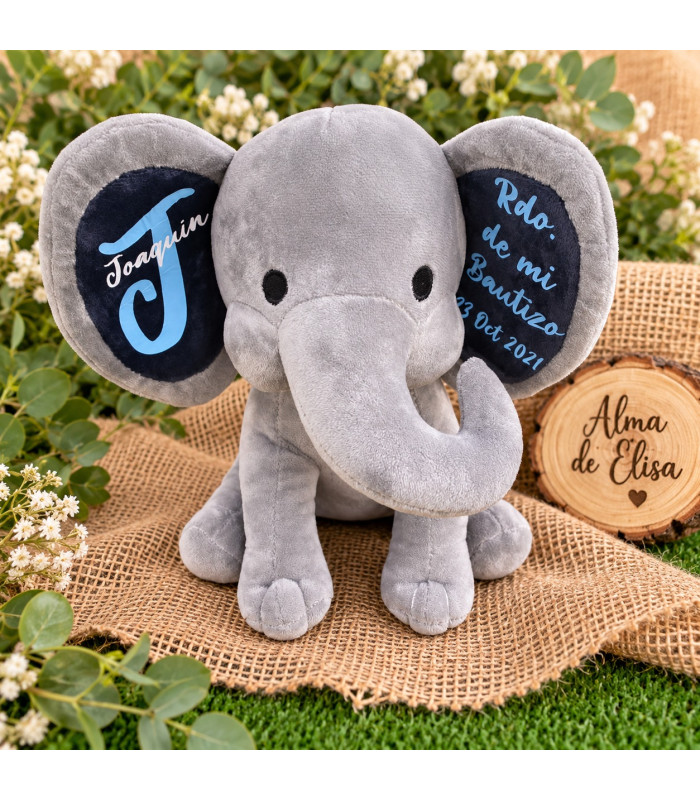 Elefante De Peluche Personalizado Con Datos De Nacimiento