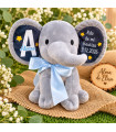 Elefante De Peluche Personalizado Con Datos De Nacimiento