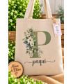 Bolsa Tote Personalizada Con Inicial Floral Y Nombre