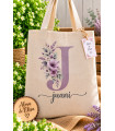 Bolsa Tote Personalizada Con Inicial Floral Y Nombre