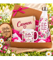 Caja De Regalo Personalizada Con Botella Termo, Taza Y Neceser