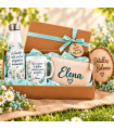Caja De Regalo Personalizada Con Botella Termo, Taza Y Neceser