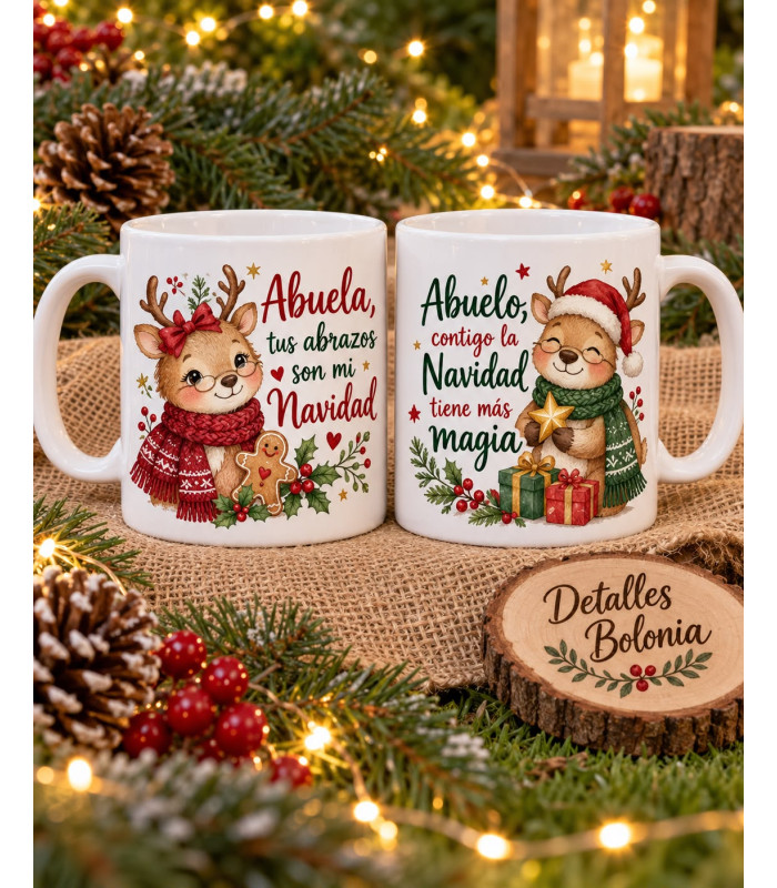 Pareja De Tazas Para Abuelos Personalizadas Con Nombres – Navidad