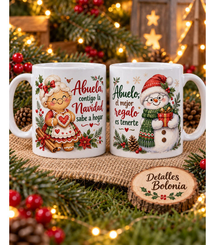 Pareja De Tazas Para Abuelos Personalizadas Con Nombres – Navidad