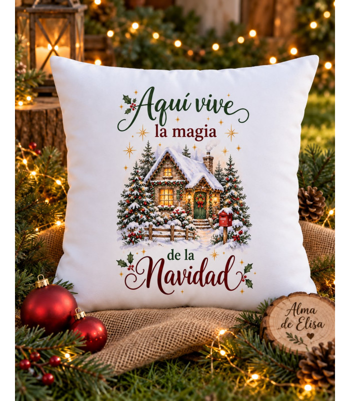 Cojín De Navidad Personalizado Con Nombre Y Relleno 42,5 × 42,5 cm