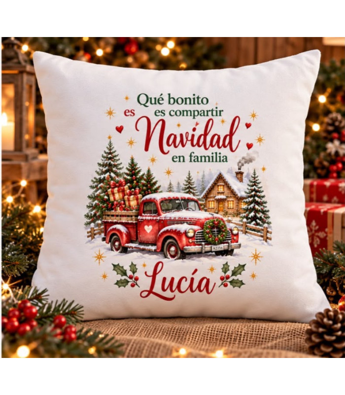 Cojín De Navidad Personalizado Con Nombre Y Relleno 42,5 × 42,5 cm